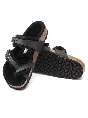 Birkenstock Mayari Shearling Oiled Leather - Black
